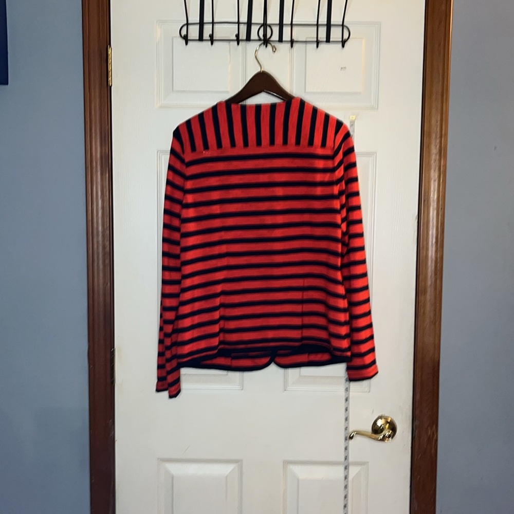 CAbi-M-Red & Blue Nautical Striped-preppy, nautical, long sleeve, cotton, Blazer - Picture 7 of 16